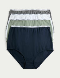Marks & Spencer Бикини с висока талия с висок дял памук, 4 бр. Marks & Spencer сив Marks & Spencer | Siv | ЖЕНИ | 8