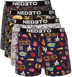 Nedeto 4PACK férfi bő szárú boxeralsó Nedeto többszínű (4NGV07) L