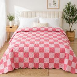Kotonia Home Cuvertura pentru pat Kotonia Home - matlasata ultrasonic, dimensiunea 180x230 cm, decor geometric rosu (004913)