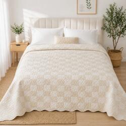 Kotonia Home Cuvertura pentru pat Kotonia Home - matlasata ultrasonic, dimensiunea 180x230 cm, decor geometric crem (004911)