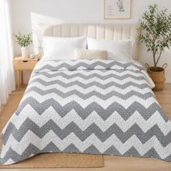 Kotonia Home Cuvertura pentru pat Kotonia Home - matlasata ultrasonic, dimensiunea 180x230 cm, decor geometric, alb si gri (004915)