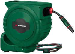 PARKSIDE (BONTOTT / K686139) ParkSide PSA 25 D1 Fali automata tömlődob, 25 méter, 1/2" locsolótömlővel és szórófejjel