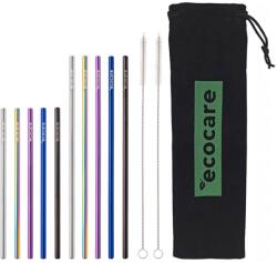 Ecocare fém szívószálak, egyenes, mix 10 darab