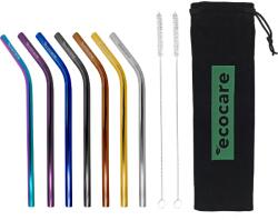 Ecocare Fém szívószál szett Mix Bent 8 mm 7 db