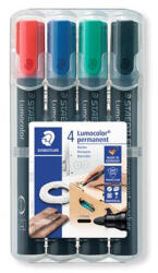 STAEDTLER Alkoholos marker készlet, 2 mm, kúpos, STAEDTLER "Lumocolor 352", 4 különböző szín (352 WP4) - eztkapdki
