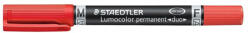 STAEDTLER Alkoholos marker, F/M, 0, 6/1, 5 mm, kúpos, kétvégű, STAEDTLER "Lumocolor Duo 348", piros (348-2)