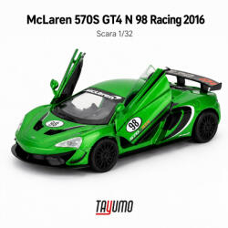 Tayumo Macheta McLaren 570S GT4 N 98 Racing 2016, verde, cu lumini, sunet si pullback, scara 1: 32 (2926)