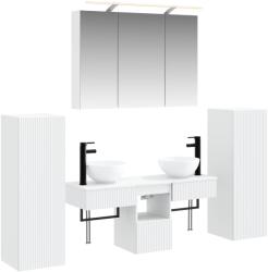 vidaXL Set de mobilier pentru baie 6 pcs Alb Lemn prelucrat si sticla GartenMobel Dekor (3407111)