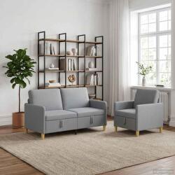 vidaXL Set de canapea cu spatiu de depozitare 2 pcs Gri deschis GartenMobel Dekor (3429176) Canapea