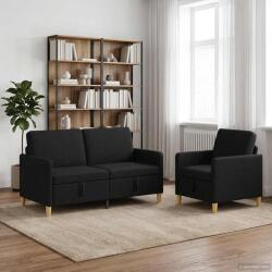 vidaXL Set de canapea cu spatiu de depozitare 2 pcs Negru Poliester GartenMobel Dekor (3429178) Canapea