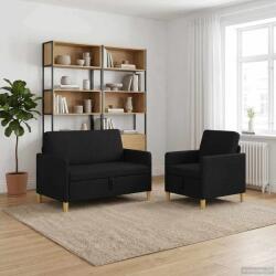 vidaXL Set de canapea cu spatiu de depozitare 2 pcs Negru Poliester GartenMobel Dekor (3429150) Canapea