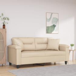 vidaXL Canapea cu 2 locuri, cu perne, crem, 140 cm, microfibra GartenMobel Dekor (3200975) Canapea