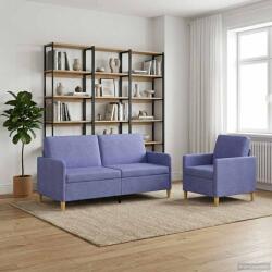 vidaXL Set de canapea cu spatiu de depozitare 2 pcs Albastru Jeans GartenMobel Dekor (3429217) Canapea