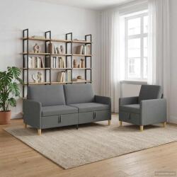 vidaXL Set de canapea cu spatiu de depozitare 2 pcs Gri închis GartenMobel Dekor (3429205) Canapea