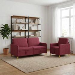 vidaXL Set de canapea cu spatiu de depozitare 2 pcs Rosu Vin Poliester GartenMobel Dekor (3429207) Canapea