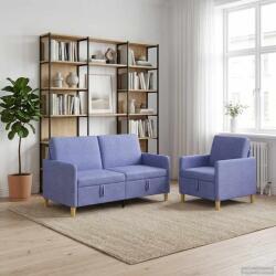 vidaXL Set de canapea cu spatiu de depozitare 2 pcs Albastru Jeans GartenMobel Dekor (3429189) Canapea