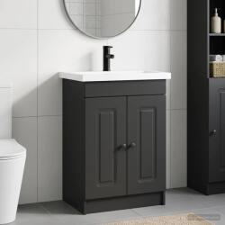 vidaXL Set de mobilier pentru baie Negru 56 x 37, 5 x 81 cm GartenMobel Dekor (3404165)