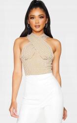 Prettylittlething C6D013 Barna Kockás Felső Prettylittlething S