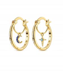  fülbevaló nap hold sárga ezüst fülbevaló |zezu jewelry (8AE4-7574B)