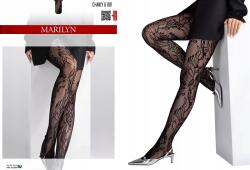 Marilyn Női necc harisnyanadrág virágmintás Marilyn Charly G001 Fekete 3/4