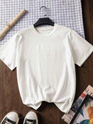 Shein Fehér Pamut Póló Rövid Ujjú Póló Shein Felirattal XXL