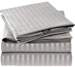 Kotonia Home Cearceaf de pat Kotonia Home Deco, 100% bumbac, Damasc Saten, dimensiune dungi 1 cm, Gri, 220x240 cm (001895-240)