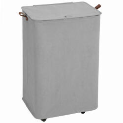 HOMCOM Coș de rufe cu capac și roți 50 L coș de rufe pliabil cu sac cu șnur detașabil 40x30x65 cm Gri | Aosom Romania (850-384V00GY)