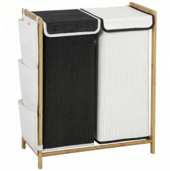 HOMCOM Coș de Rufe 2 Compartimente 120L cu Capace, Buzunare Laterale, Saci Detașabili pentru Dormitor | Aosom Romania (850-382V00MX)