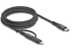 Delock Cablu de date Delock 81171, USB-C male - USB-C male + Lightning, 2m, Black (81171)