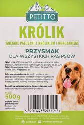 PETITTO Soft rabbit fingers - dog treat - 500g