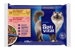  OPTIVITAL Shreds in gravy with chicken and salmon - wet cat food - 4x85g
