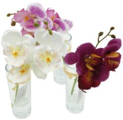  Rózsaszín orchidea művirág üveg vázában, 19, 5 cm (15172)