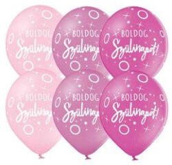  Szülinapi lufi 11" 28cm 6db Boldog születésnapot! Rózsaszín (LUFI323585)