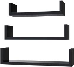 SONGMICS Lebegőpolc, 3 modern fali polc, fekete (LWS40BK)