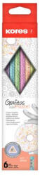 Kores Grafitceruza készlet, radírral, HB, háromszögletű, KORES "Grafitos Style Pastel (92803)