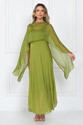 SHOPIKA Capa dama din matase si vascoza tip kimono, croi fluid pentru layering, verde olive Talie unica