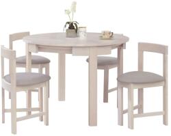 Ramely Set de sufragerie 1+4, lemn masiv, alb model lemn /gri-bej, DOMIO