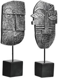  Antik hatású ezüst színű modern absztrakt arc szobor - 24cm (57956)
