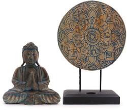  Hatalmas Buddha Feng Shui szett - kék virág mandala szimbólummal (BFSS-02)