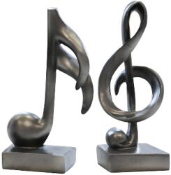  „Music violinkulcs formájú, antracit színű műgyanta dekoráció - 18 cm (79190)