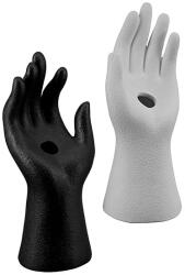  Csodás fekete színű kéz formájú modern design kerámia váza, érdes bőr hatású felülettel - 15 cm (28032)