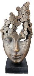  Hatalmas antik felületű modern női arc szobor bronz színben - 32 cm (37957)