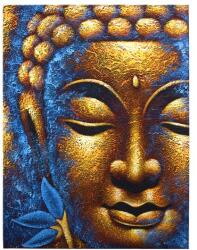  Kézzel festett Buddha Festmény - Arany Arc & Lótusz Virág - 80 cm (bap-09)