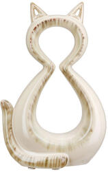  Gyönyörű bézs színű modern kerámia cica szobor - 17cm (55373)