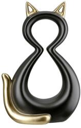  Matt fekete és arany színű modern kerámia cica szobor - 17 cm (55416)