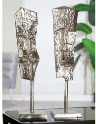  Hatalmas antik hatású alumínium férfi arc szobor ezüst színben 53cm (48045)