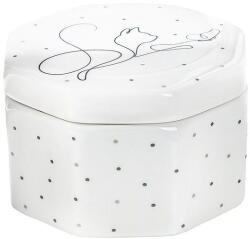  Fehér színű gyönyörű porcelán ékszertartó cicás díszítéssel - 8 cm (51345)
