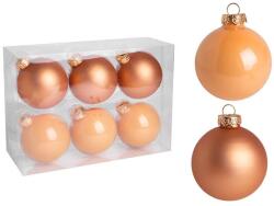  Fényes és matt sárga, üveg karácsonyfadísz gömb, 6 db - 5 cm (055224)