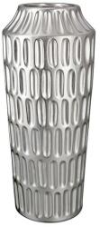  „Metallico ezüst színű, nyomott felületű kerámia váza - 29 cm (28955)