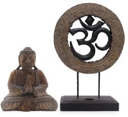  Buddha Feng Shui szett - szürke és fekete Om szimbólummal (BFSS-03)